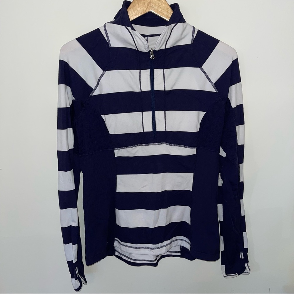 lululemon athletica Navy and White Striped Hoodie